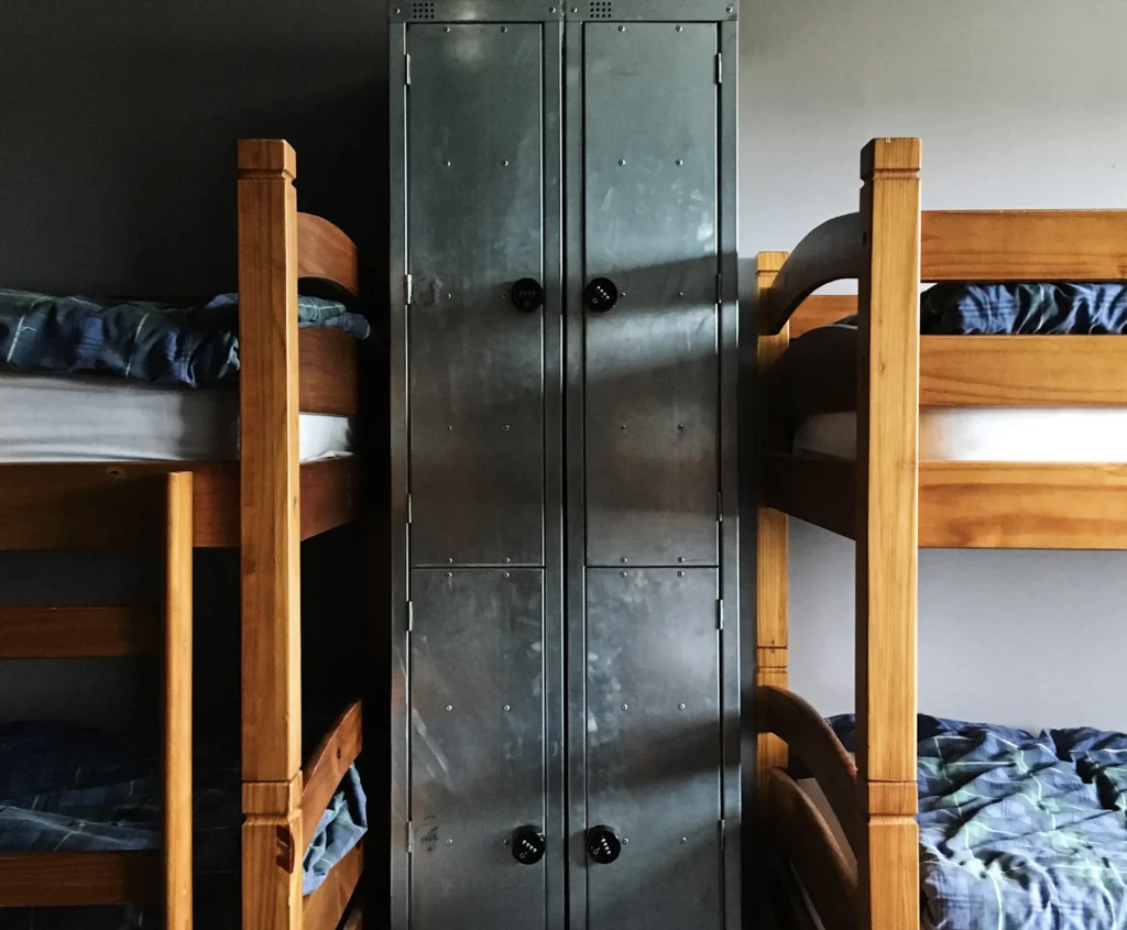Lockers and bunkbeds at Lazy Crofter Bunkhouse